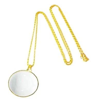 Image of Fliyeong 10X Magnification Magnifier Necklace Portable Pocket Reading Pendant Gold Magnifiers