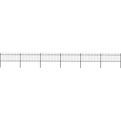 Image of vidaXL Garden Fence with Hoop Top Steel 10.2x0.8 m Black