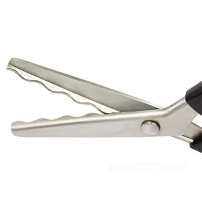 Image of Serrated Scalloped Edge Pinking Shears, Stainless Steel Dressmaking Scissors, Zig Zag Cut Fabric Decorate Craft Scissors with Comfort Grip Handle Sewing (Scalloped 18mm)