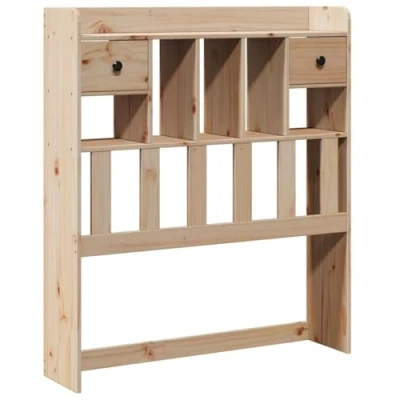 Image of vidaXL Headboard with Storage Bed Header Solid Pine Wood, Brown, 75 cm for Bedroom 3 Compartments, 2 Drawers