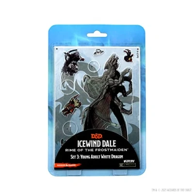 Image of D&amp;D Idols of The Realms Miniatures: Icewind Dale: Rime Frostmaiden: 2D Set 3 (Young Adult White Dragon)