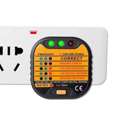 Image of Nachar Socket Tester, 220 250V Circuit Polarity Voltage Detector Electric Mains Outlet Tester UK with LCD Display Rcd GFCI Plug Suitable for Power Wiring Detection
