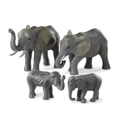 Image of Terra by Battat AN2824Z African Family Miniature Elephant Animal Toys for Kids 3 Years Old &amp; Up (4 Pc), Multicoloured, Pack of 4