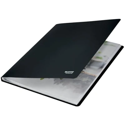 Image of Leitz A4 Display Book, Includes 40 Fixed Plastic Pockets, 80 Sheet Capacity, 100% Recyclable, Eco Friendly, Recycle Range, 46770095, Black