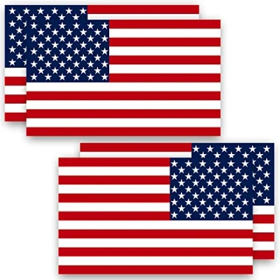 Image of ANLEY 5&quot; X 3&quot; American US Flag Decal 4Pcs (2 FORWARD &amp; 2 REVERSED) Patriotic Stars Reflective Stripe USA Car Stickers Support Military 4 Pack Set