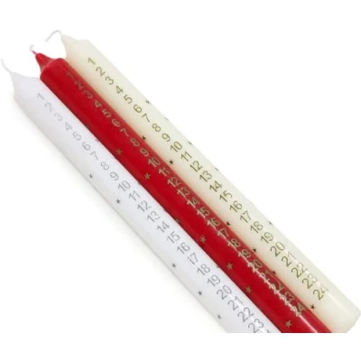 Image of SKYTE® Pack of 3 Traditional Christmas Advent Candle Countdown to Red, White &amp; Ivory