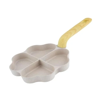 Image of Egg Omelette Pan, Multi Section Pan for Breakfast, Heart Shaped Frying Non Stick Poacher Divider Suitable All Hobs &amp; Induction Cookware