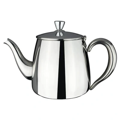 Image of Café Olé PT 024 Premium Tea Pot, 18/10 Stainless Steel, Mirror Polished, 24oz, Stay Cool Hollow Handles, Perfect Pour Spout, Silver