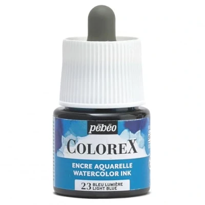 Image of Pébéo Colorex Ink 45 ml Light Blue Watercolour Velvety Finish Multi Tool Drawing for All Media
