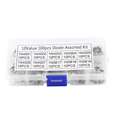 Image of Elprico Rectifier Diode,100pcs 10Values Diode Assortment Electronic Kit 1N4001 1N4007 1N5817 1N5819 With Storage Box