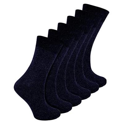 Image of Drew Brady 6 Pairs Girls &amp; Boys School Socks, 4 Colours, 3 Sizes (9 12 Uk (4 Years), Navy)