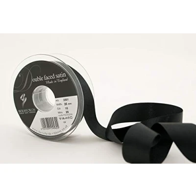 Image of Berisfords Double Satin Ribbon, 10 Black, 20 m