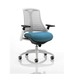 Image of Flex Task Operator Chair White Frame Back Bespoke Colour Seat Maringa Teal