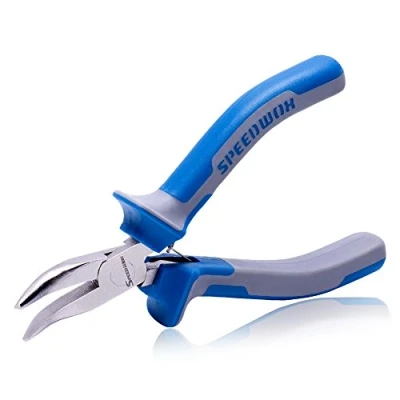 Image of SPEEDWOX 5 Inches Bent Long Nose Pliers Mini Curved Needle for jewelry Making 45 Degrees Micro Fine Functional Professional Tool with Spring Chrome Vanadium Steel