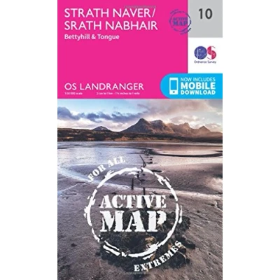 Image of Landranger Active 10 Strathnaver, Bettyhill &amp; Tongue Map With Digital Version