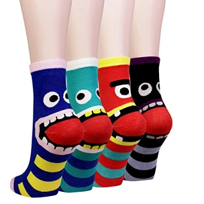 Image of Cansok Women Animal Novelty Dress Crew Socks (Monster 4 pairs)