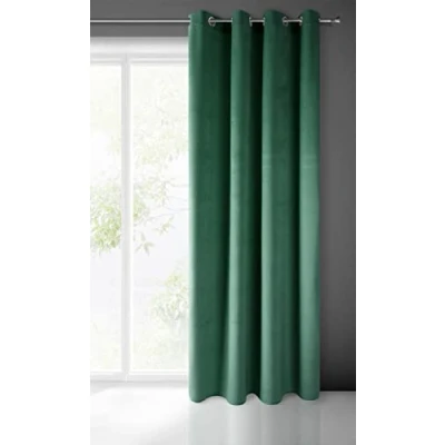 Image of Eurofirany PIERRE Soft Plain Opaque Velvet Curtain with Eyelets 1 Unit, Fluffy Panel Drape Classic Glamour Elegant Living Room, Bedroom, 215 g/m2, W55 x L98, Dark Green