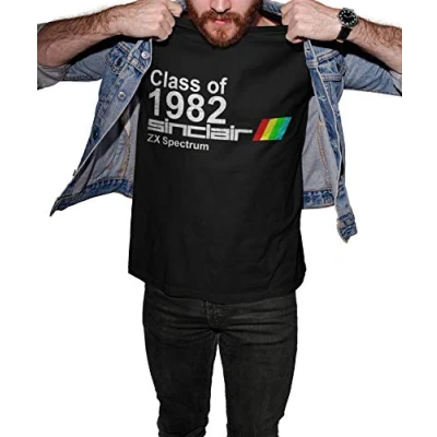 Image of FreeWillShirts Class of 1982 Sinclair ZX Spectrum 8 Bit Mens Organic Cotton Retro 80s Gaming T Shirt Black