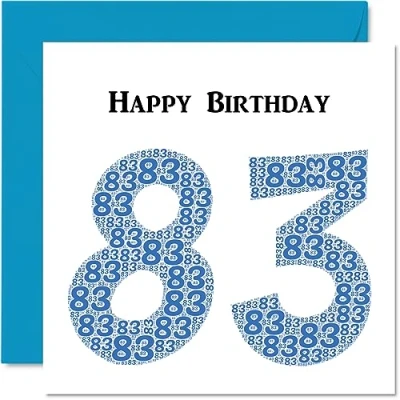 Image of Fun 83rd Birthday Cards for Men Shapecloud Happy Card Dad Mum Great Grandad Grandpa Nanny Grandma Gran Uncle Auntie, 145mm x Greeting Cards,