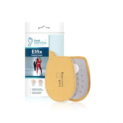 Image of Foot Morning Elfix Heel Pad (1 Pair) Quality Leather Comfort Insoles for Daily Walking Cushion Pads Men &amp; Women Use in Casual Shoes Formal Boots (5 7 UK)