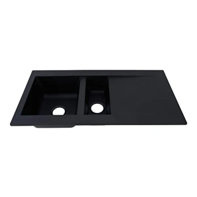 Image of Respecta Denver mineralite sink in black / 1 basin built 100 x 50 cm suitable for base cabinets from 60 wide