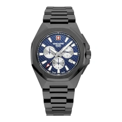 Image of Swiss Alpine Military Men&#039;s Watch Chronograph Analogue Quartz 7005.9 Stainless Steel, Sw/Sw/Blue 9175sam, Bracelet