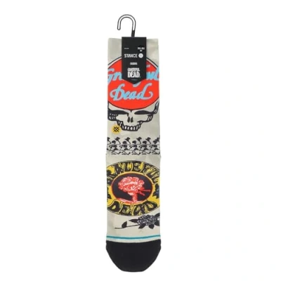 Image of Stance Grate Crew Socks Grateful Dead White Calf Medium