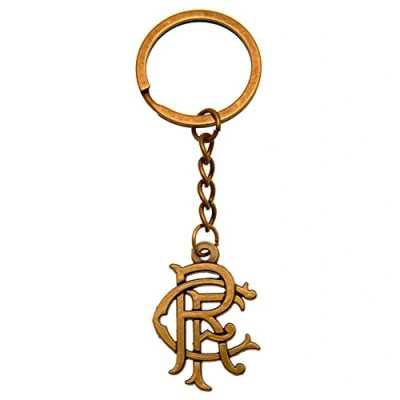 Image of Rangers FC Scroll Crest Design Keychain, Antique Gold, 30 mm x 25
