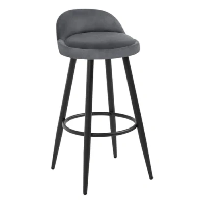 Image of WOLTU 1 X Bar Stool Dark Grey Velvet Seat Chair Breakfast Kitchen Counter Islands Metal Legs Barstool High BH296dgr