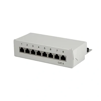 Image of LogiLink Professional Patch Panels, Table/Wall/Desktop, STP (Shielded) light grey 8 Port