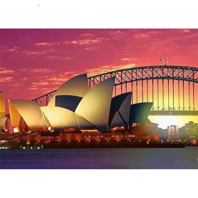 Image of Kewier DIY 5D Diamond Painting Kits for Adults and Kids,Sydney Opera House Full Art by Numbers,Crystal Rhinestone Cross Stitch Embroidery Pictures Arts Crafts Home Wall Decor 30x40cm/12x16in