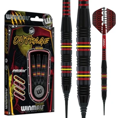 Image of WINMAU Outrage 18 gram Brass Softip Darts Set with Prism Flights and Shafts (Stems)