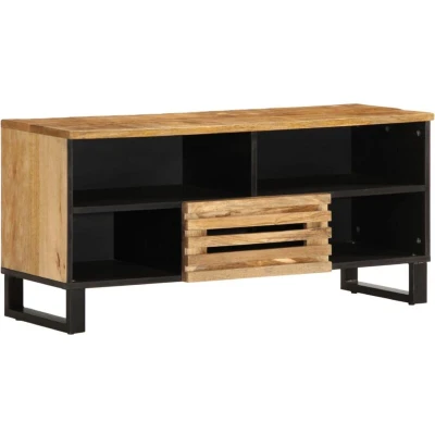 Image of vidaXL TV Cabinet 100x34x46 cm Solid Wood Rough Mango