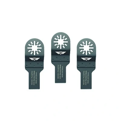 Image of 3 x 20mm TopsTools UN20F_3 Wood Cutting Blades Compatible with Bosch Fein (Non StarLock) Makita Milwaukee Einhell Ergotools Hitachi Parkside Ryobi Worx Workzone Multitool Multi Tool Accessories