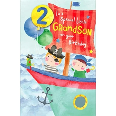 Image of UK Greetings 2nd Birthday Card for Grandson Cute Pirate Design