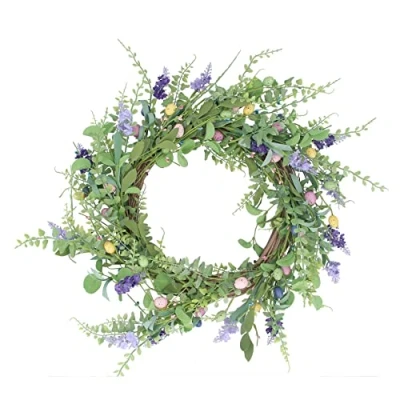 Image of Gisela Graham Floral and Speckled Egg Easter Wreath