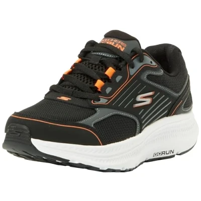 Image of Skechers GO RUN Consistent 2.0 Trainers black/orange, Men&#039;s, Size: 8, Black/orange Leather and textile