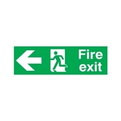 Image of SIGNSLAB FX04311R Safety Sign &quot;Fire Exit Running Man Arrow Left&quot;, PVC, 150 mm x 450
