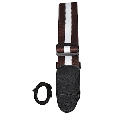 Image of Chord Nylon Webbing Adjustable Guitar Strap Brown &amp; White