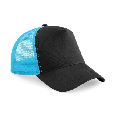 Image of Beechfield B640 Snapback Trucker Black/Surf Blue