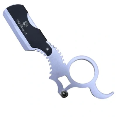 Image of Wishbeauty Barber Ring Razor, Straight Edge Razor for Salon, Accessories, Shaving (White &amp; Black Razor)