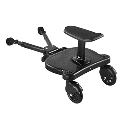 Image of SOZA Universal Buggy Board with Seat, Stroller Auxiliary Pedal Portable Kiddy Boards Standing Board, Second Children Pedal, for 3 7 Years Old Under 25KG, Black B, 13.65&#039;&#039;*10.14&#039;&#039;