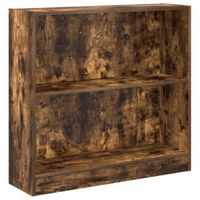Image of vidaXL Bookcase Bookshelf Storage Cabinet Smoked Oak Engineered Wood, 80x24x143 cm, Home/Office Use, Modern Style