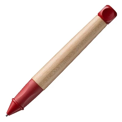 Image of LAMY abc red child friendly Mechanical Pencil for writing beginners with ergonomic grip &amp; robust maple wood including M 44 fine line refill 1.4 mm
