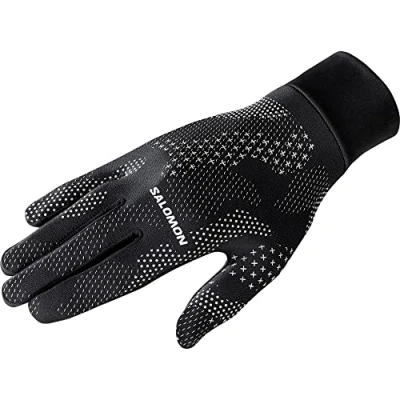 Image of Salomon Cross Warm Unisex Gloves, Convenience, Breathable warmth, Overall smart design, Deep Black, AO, Reflective Silver, S
