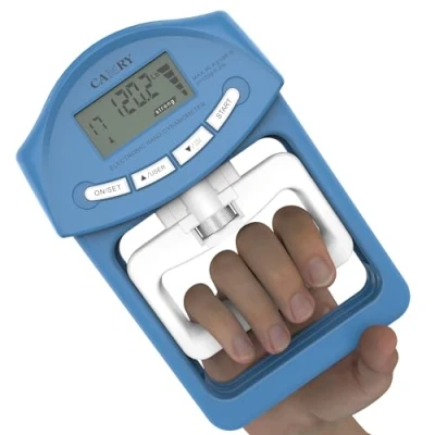 Image of CAMRY Digital Hand Dynamometer Grip Strength Measurement Meter 198Lbs / 90Kgs Auto Capturing Electronic Power, Blue &amp; White