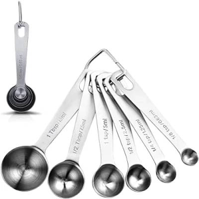Image of Wuudi Measuring Spoons, All in One Set of 8 Stainless Steel Spoon for Dry and Liquid Ingredients