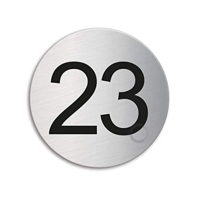 Image of Round room house mailbox number 23 brushed stainless steel no.41013