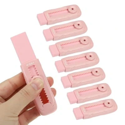 Image of M&amp;G 8 Pack Erasers, Pink Sliding Retractable Eraser Push Pull Cute Pencil Erasers Soft Large Easy to Clean with Plastic Sleeve for Sketching Drawing Artists Teacher Pencils,