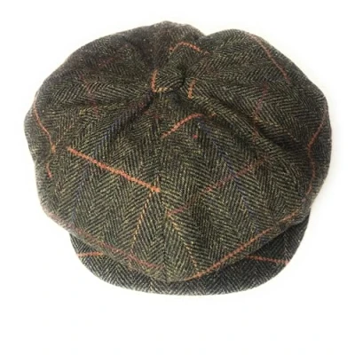 Image of KGM Accessories Herring Bone Panel Baker Boy Newsboy Flat Cap Men`s caps (M, Green Check)